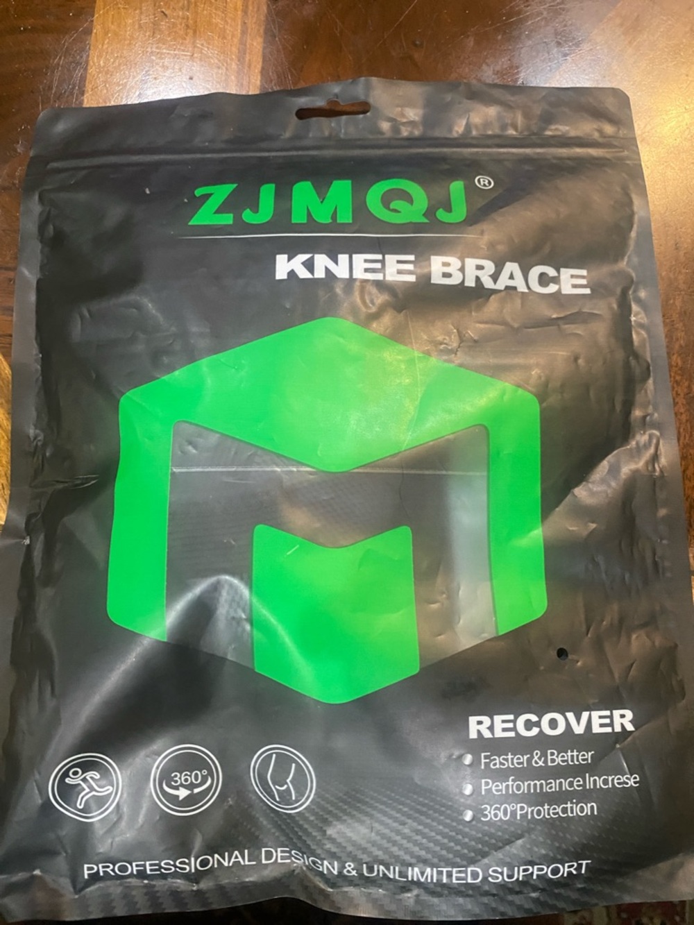 Adjustable Knee Support Sleeve with Neon Green Trim